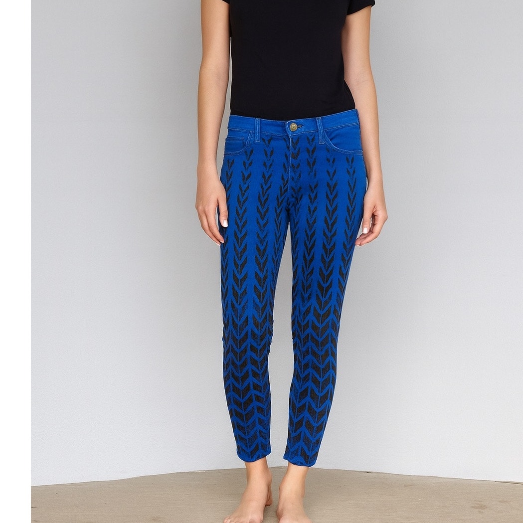 Current Elliott Ankle Skinny Cobalt Chevron Jeans